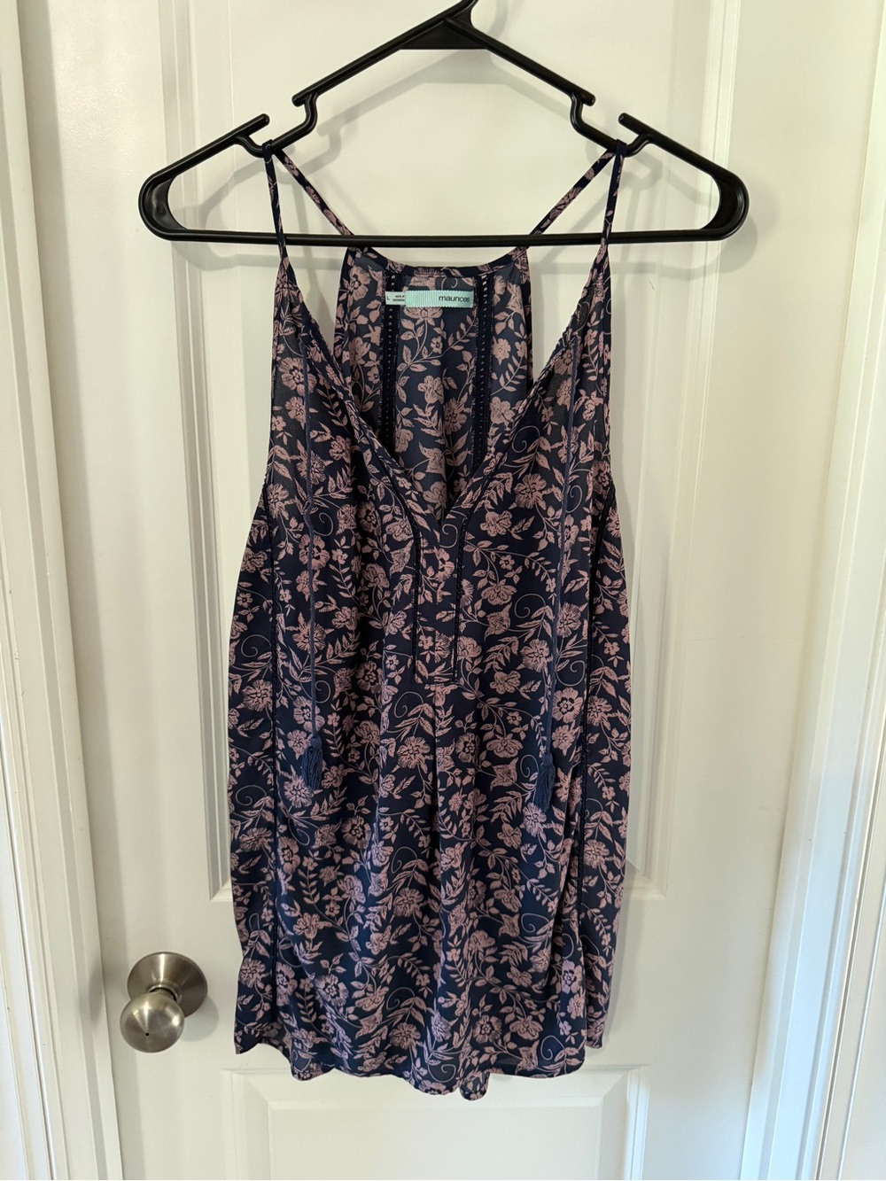 Maurices Navy Floral Cami with Pink Blooms